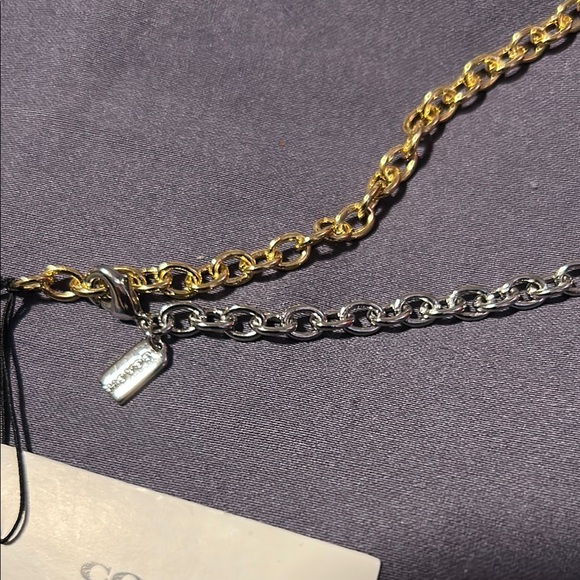 NWT AUTHENTIC Coach Gold and Silver Women's Necklace WITH LOGO - Picture 2 of 6